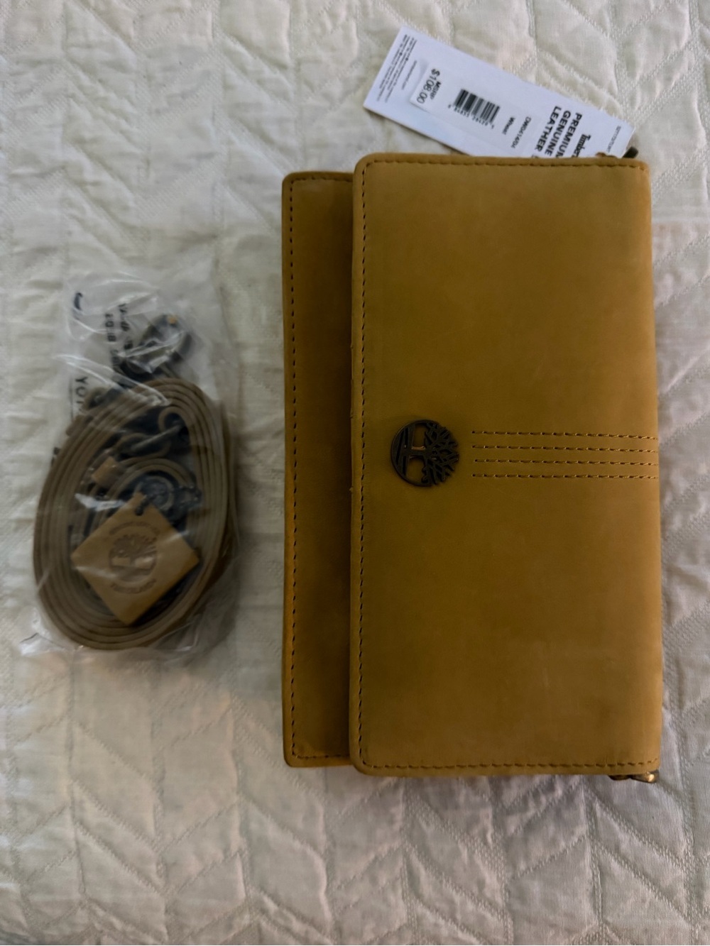 Timberland Women's Mustard/Tan Leather Phone Wallet Crossbody